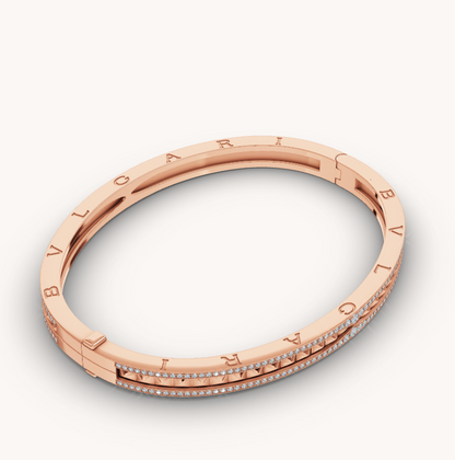 [Kincade Jewelrys]ZERO 1 SPIRAL AND PAVED DIAMOND PINK GOLD BRACELET