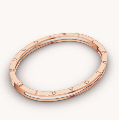 [Kincade Jewelrys]ZERO 1 PINK GOLD WITH WHITE CERAMIC BRACELET