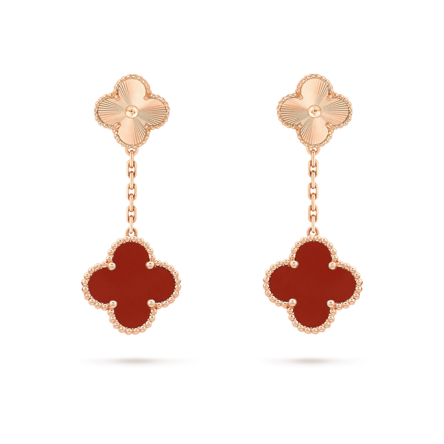 [Kincade Jewelrys]CLOVER 2 MOTIF  LASER CARNELIAN EARRINGS