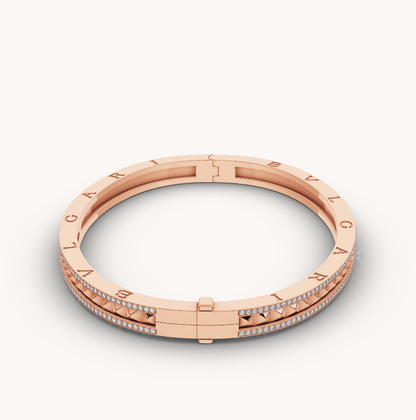 [Kincade Jewelrys]ZERO 1 SPIRAL AND PAVED DIAMOND PINK GOLD BRACELET