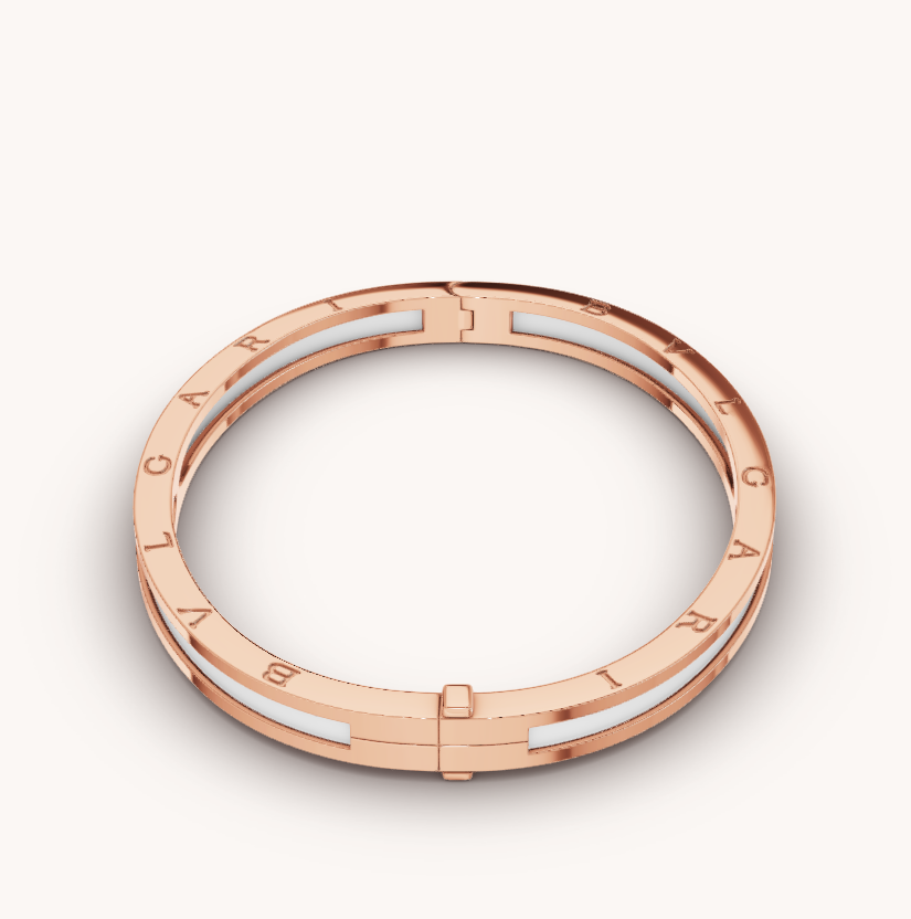 [Kincade Jewelrys]ZERO 1 PINK GOLD WITH WHITE CERAMIC BRACELET