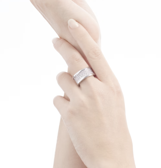 [Kincade Jewelrys]ZERO 1 WITH PAVED DIAMONDS ON THE SPIRAL RING