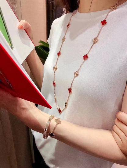 [Kincade Jewelrys]CLOVER 20 MOTIFS CARNELIAN GOLD NECKLACE