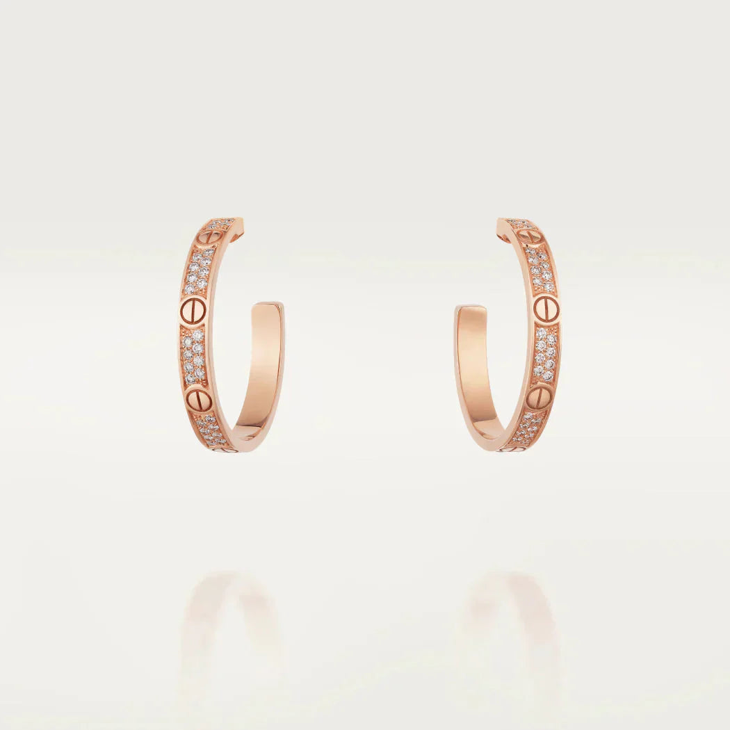 [Kincade Jewelrys]LOVE DIAMOND PINK GOLD HOOP EARRINGS