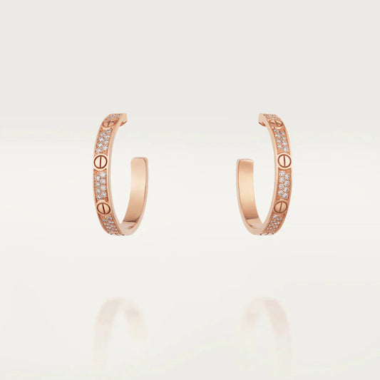 [Kincade Jewelrys]LOVE DIAMOND PINK GOLD HOOP EARRINGS
