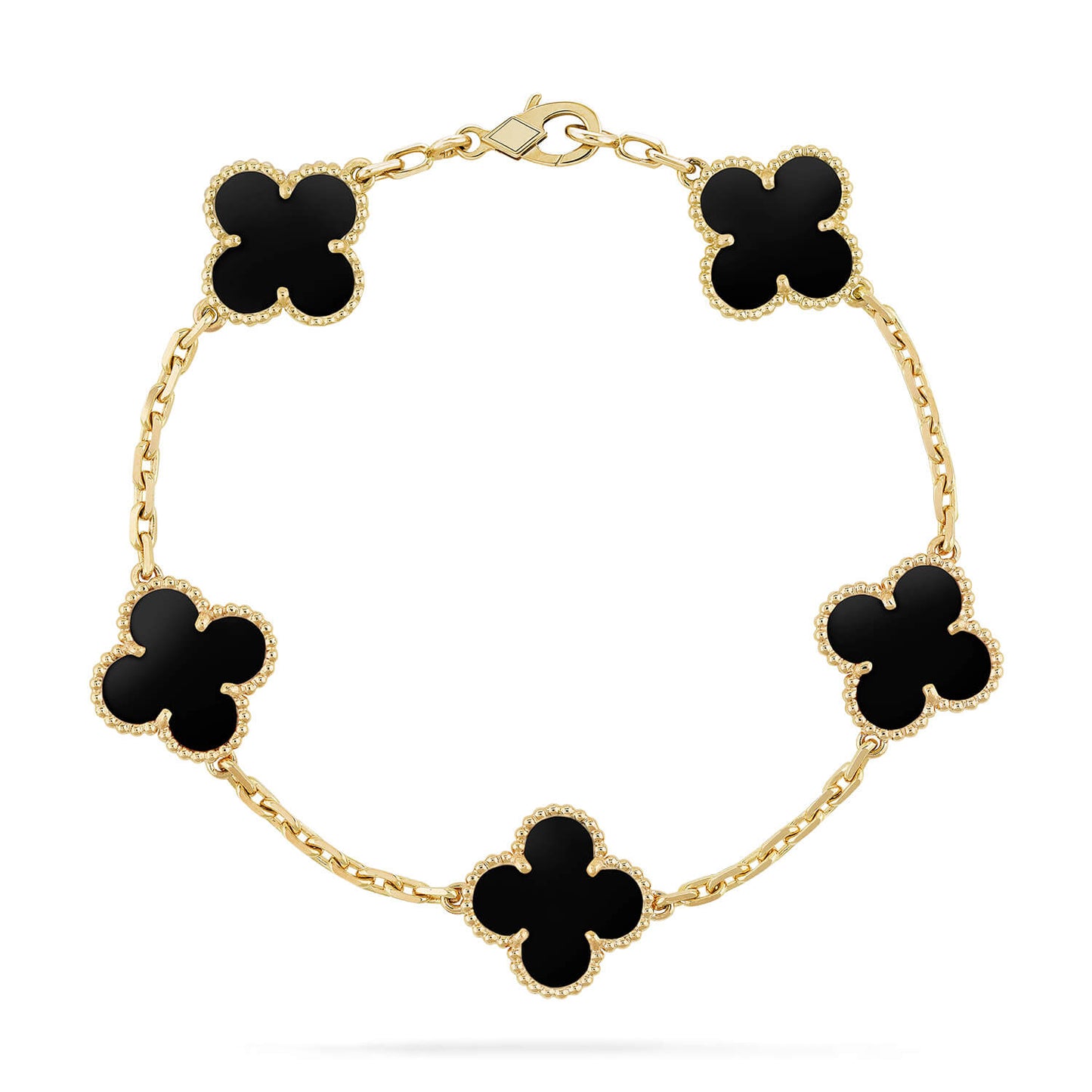 [Kincade Jewelrys]CLOVER  5 MOTIFS BLACK ONYX BRACELET