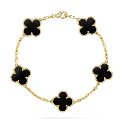 [Kincade Jewelrys]CLOVER  5 MOTIFS BLACK ONYX BRACELET