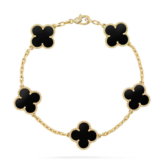 [Kincade Jewelrys]CLOVER  5 MOTIFS BLACK ONYX BRACELET