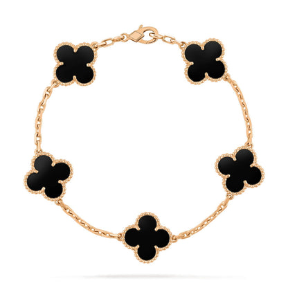 [Kincade Jewelrys]CLOVER  5 MOTIFS BLACK ONYX BRACELET