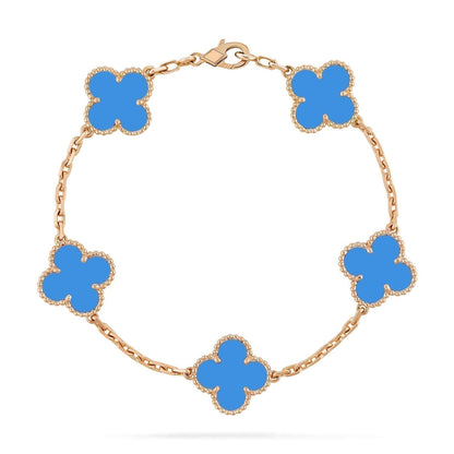[Kincade Jewelrys]CLOVER 5 MOTIFS BLUE AGATE BRACELET