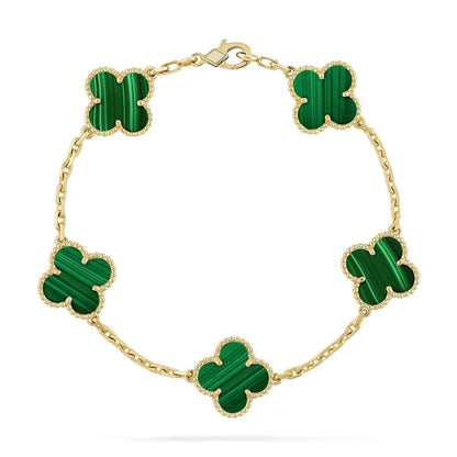 [Kincade Jewelrys]CLOVER 5 MOTIFS MALACHITE BRACELET