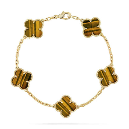 [Kincade Jewelrys]CLOVER  5 MOTIFS TIGER EYE BRACELET