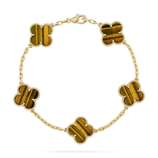 [Kincade Jewelrys]CLOVER  5 MOTIFS TIGER EYE BRACELET