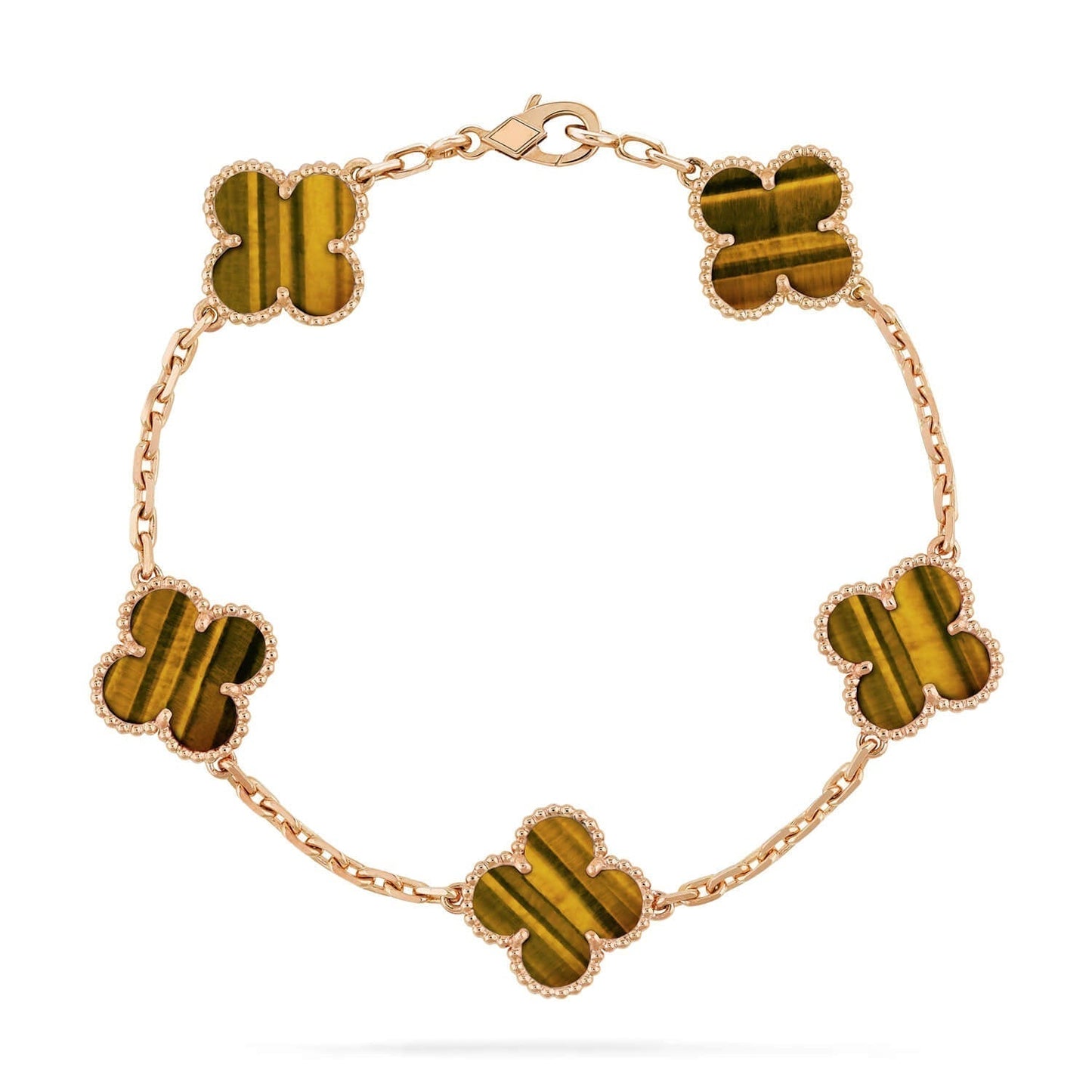[Kincade Jewelrys]CLOVER  5 MOTIFS TIGER EYE BRACELET