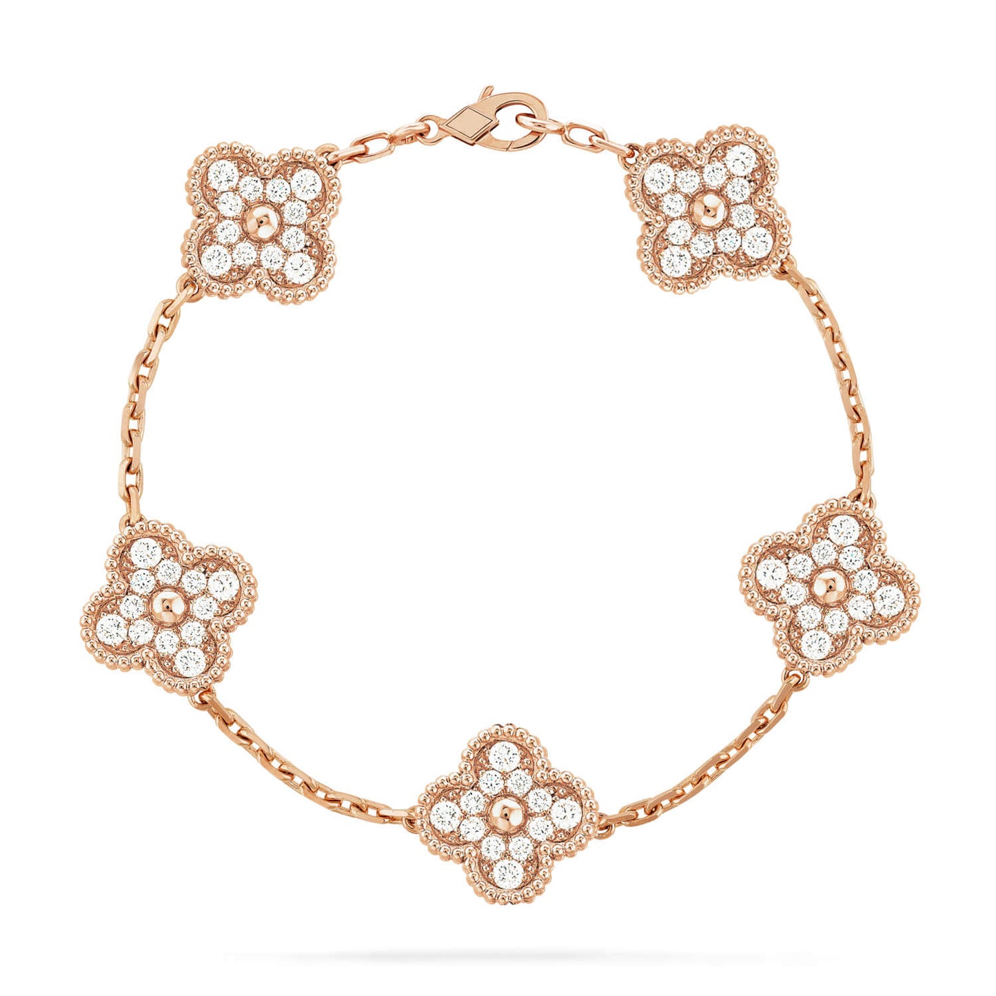 [Kincade Jewelrys]CLOVER 5 MOTIFS  FULL DIAMOND BRACELET