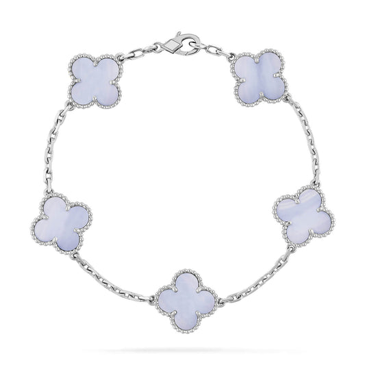 [Kincade Jewelrys]CLOVER  5 MOTIF PURPLE CHALCEDONY BRACELET SILVER