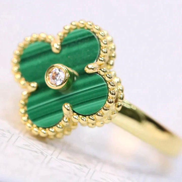[Kincade Jewelrys]CLOVER MALACHITE RING GOLD DIAMOND