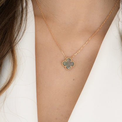 [Kincade Jewelrys]CLOVER 15MM  GRAY MOTHER OF PEARL NECKLACE