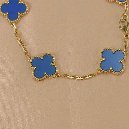 [Kincade Jewelrys]CLOVER 5 MOTIFS BLUE AGATE BRACELET