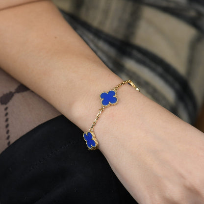 [Kincade Jewelrys]CLOVER 5 MOTIFS BLUE AGATE BRACELET