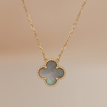 [Kincade Jewelrys]CLOVER 15MM  GRAY MOTHER OF PEARL NECKLACE