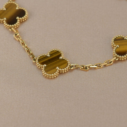 [Kincade Jewelrys]CLOVER  5 MOTIFS TIGER EYE BRACELET