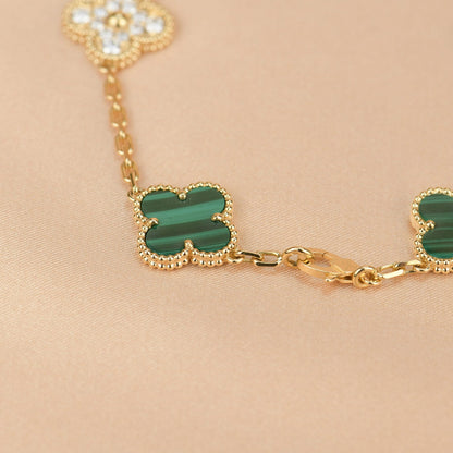 [Kincade Jewelrys]CLOVER  5 MOTIF MALACHITE DIAMOND BRACELET
