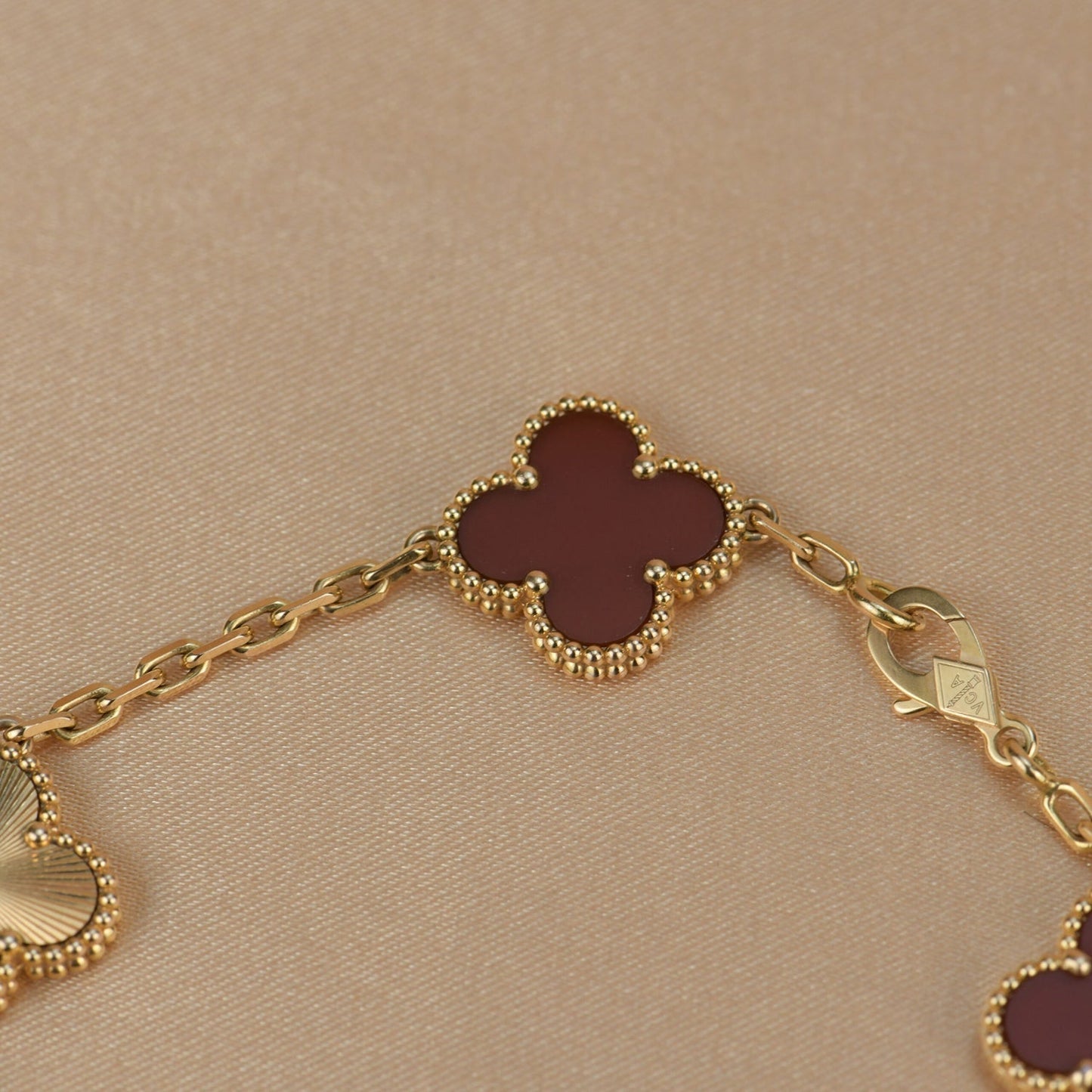 [Kincade Jewelrys]CLOVER  5 MOTIFS CARNELIAN GOLD BRACELET
