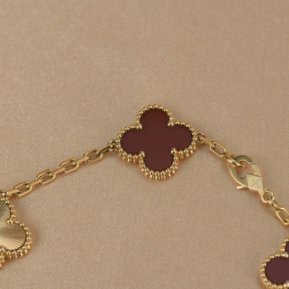 [Kincade Jewelrys]CLOVER  5 MOTIFS CARNELIAN GOLD BRACELET