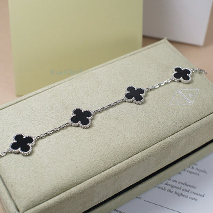 [Kincade Jewelrys]CLOVER 5 MOTIF ONYXS  BRACELET SILVER