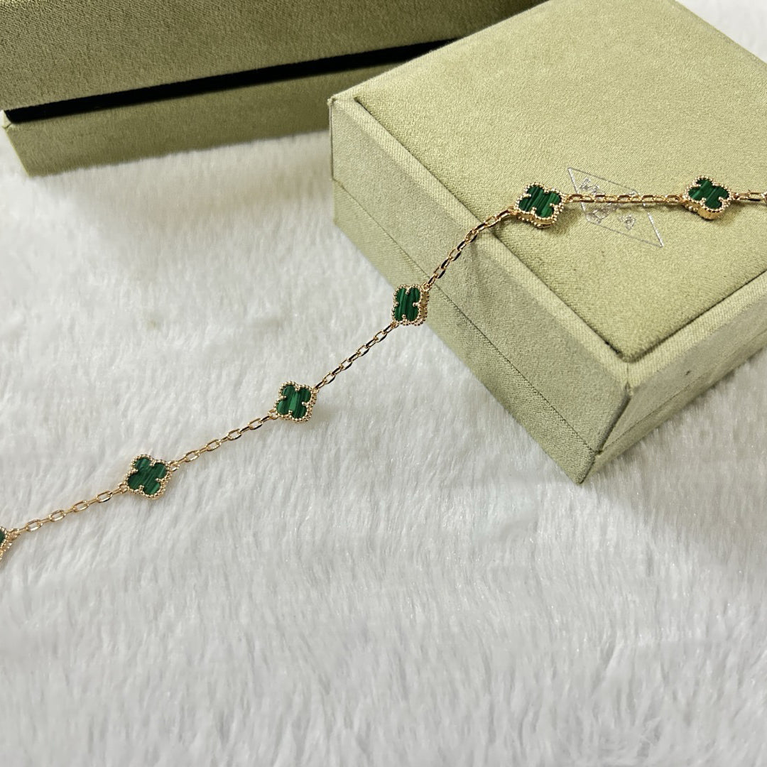 [Kincade Jewelrys]CLOVER 6 MOTIF MALACHITE BRACELET