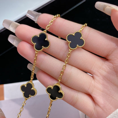 [Kincade Jewelrys]CLOVERS THE 10-MOTIFS ONYX NECKLACE