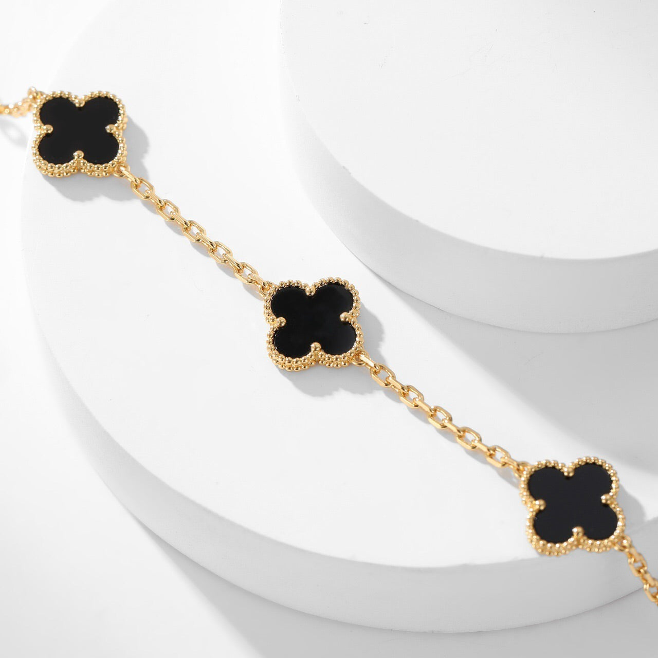 [Kincade Jewelrys]CLOVERS THE 10-MOTIFS ONYX NECKLACE