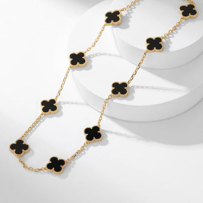 [Kincade Jewelrys]CLOVERS THE 10-MOTIFS ONYX NECKLACE