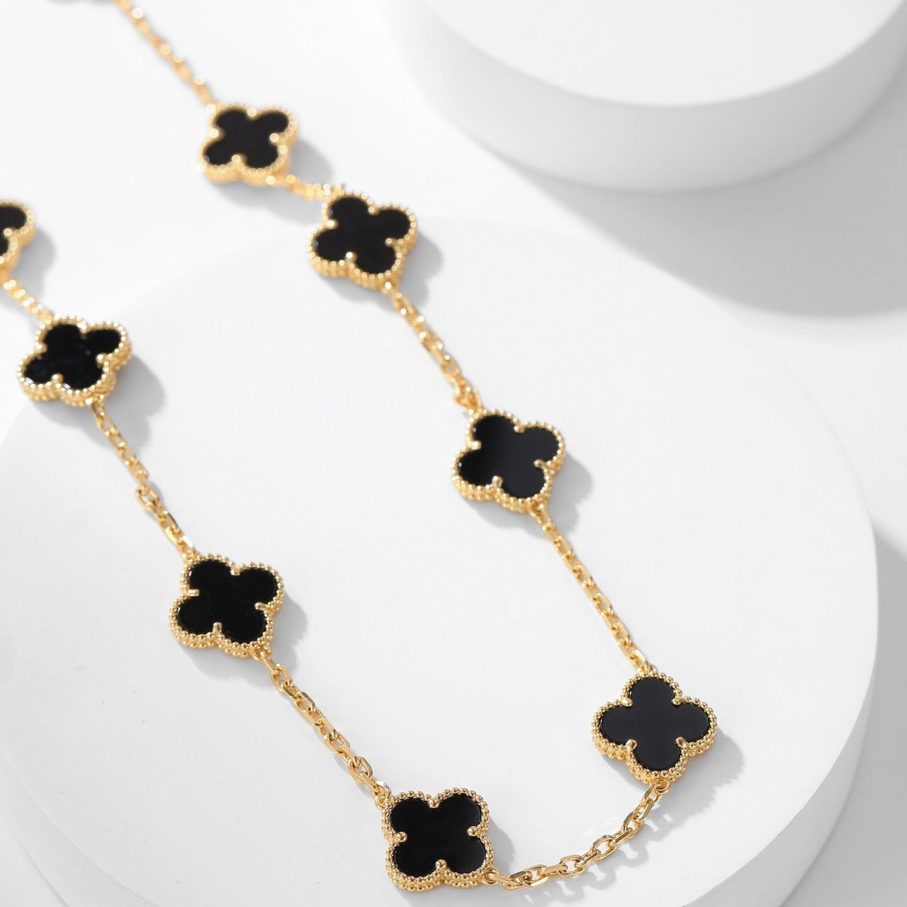 [Kincade Jewelrys]CLOVERS THE 10-MOTIFS ONYX NECKLACE