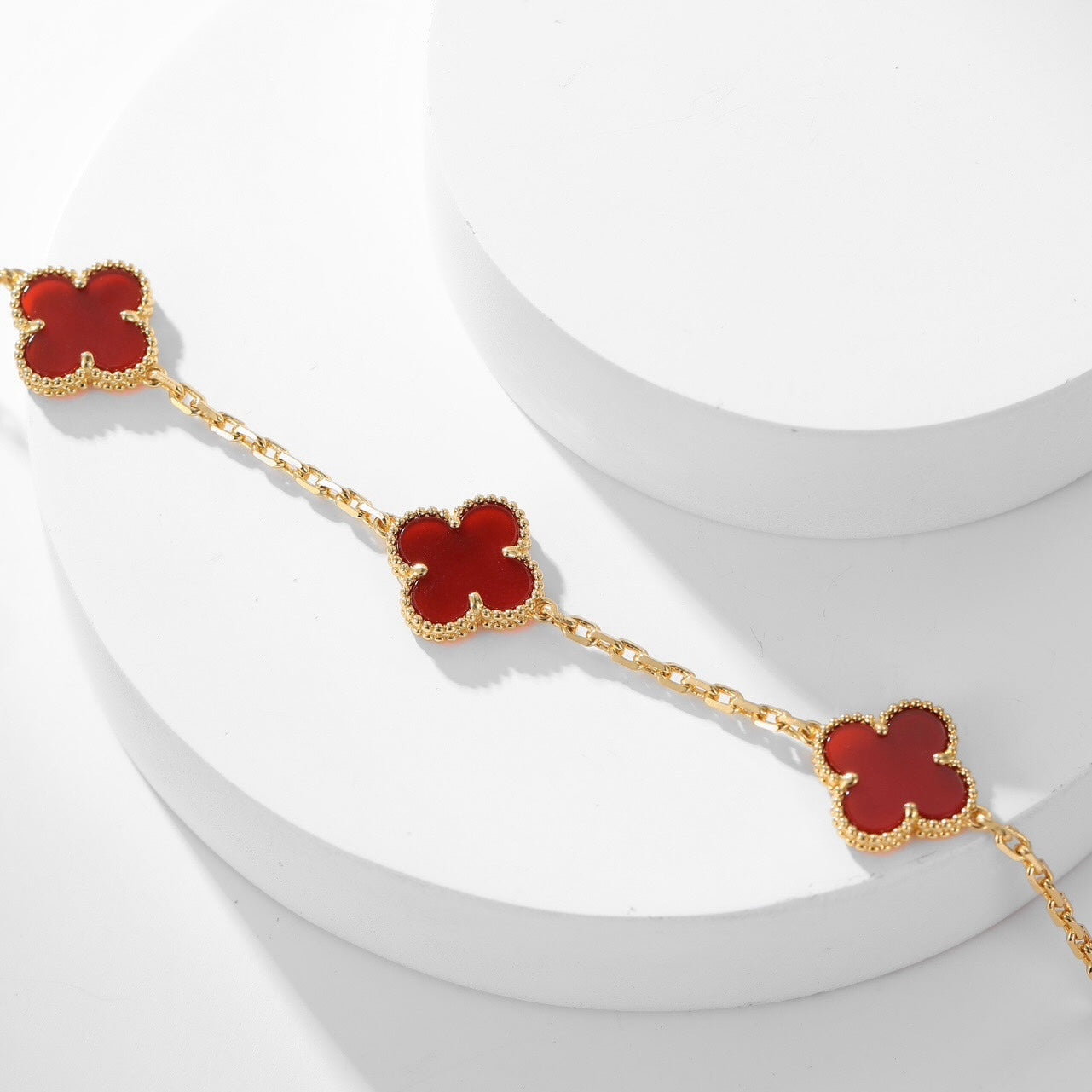 [Kincade Jewelrys]CLOVERS THE  10-MOTIFS CARNELIAN NECKLACE