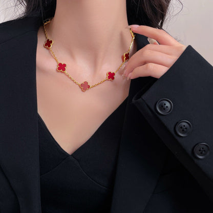 [Kincade Jewelrys]CLOVERS THE  10-MOTIFS CARNELIAN NECKLACE