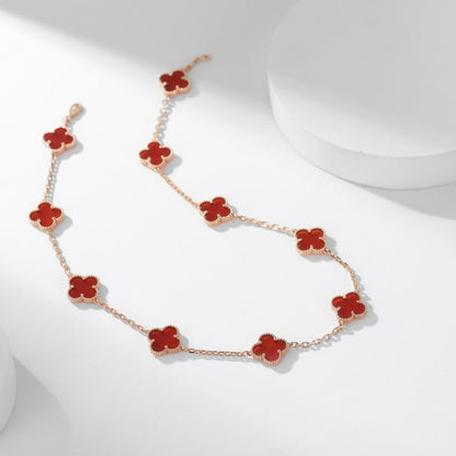 [Kincade Jewelrys]CLOVERS THE  10-MOTIFS CARNELIAN NECKLACE