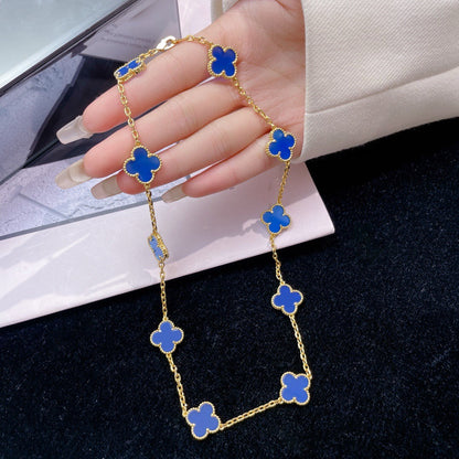 [Kincade Jewelrys]CLOVERS THE 10-MOTIFS BLUE AGATE NECKLACE
