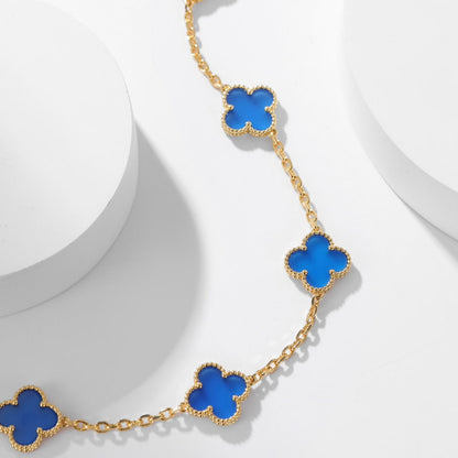 [Kincade Jewelrys]CLOVERS THE 10-MOTIFS BLUE AGATE NECKLACE