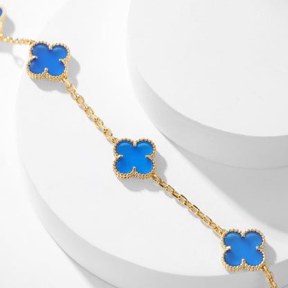 [Kincade Jewelrys]CLOVERS THE 10-MOTIFS BLUE AGATE NECKLACE
