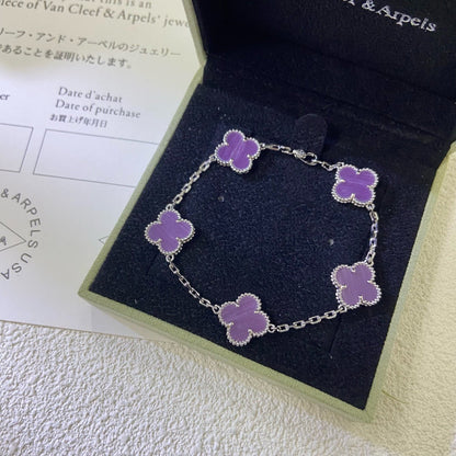 [Kincade Jewelrys]CLOVER  5 MOTIFS  PURPLE VIOLET BRACELET