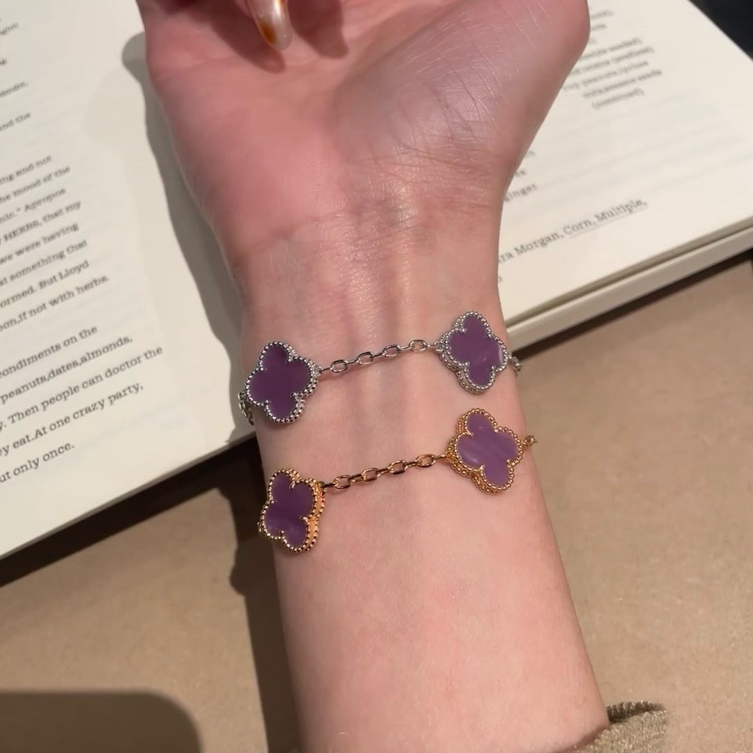 [Kincade Jewelrys]CLOVER  5 MOTIFS  PURPLE VIOLET BRACELET