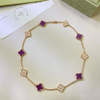 [Kincade Jewelrys]CLOVER 10 MOTIFS  PURPLE VIOLET DIAMOND NECKLACE