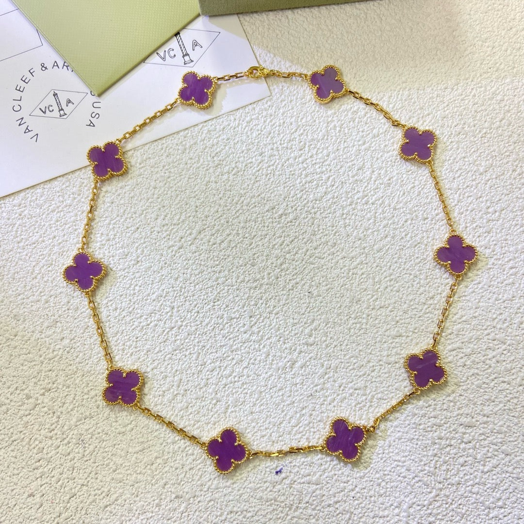 [Kincade Jewelrys]CLOVER 10 MOTIFS  PURPLE VIOLET  NECKLACE