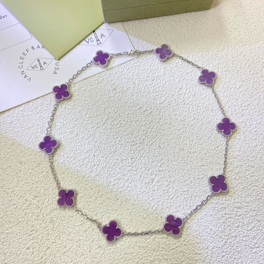 [Kincade Jewelrys]CLOVER 10 MOTIFS  PURPLE VIOLET  NECKLACE