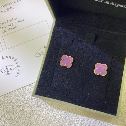[Kincade Jewelrys]CLOVER MINI 9.5MM  PURPLE VIOLET EARRINGS