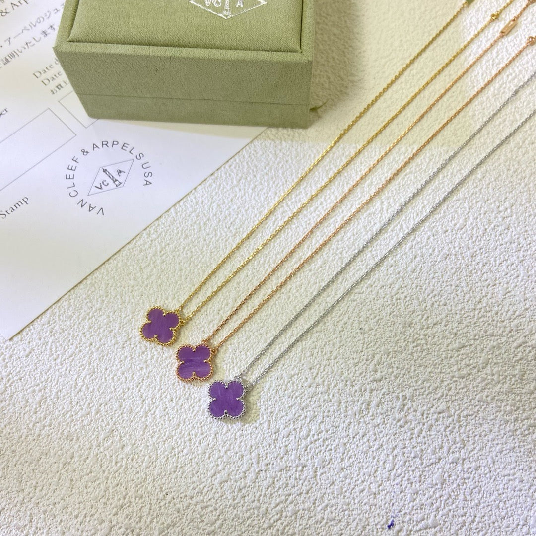 [Kincade Jewelrys]CLOVER 15MM  PURPLE VIOLET NECKLACE