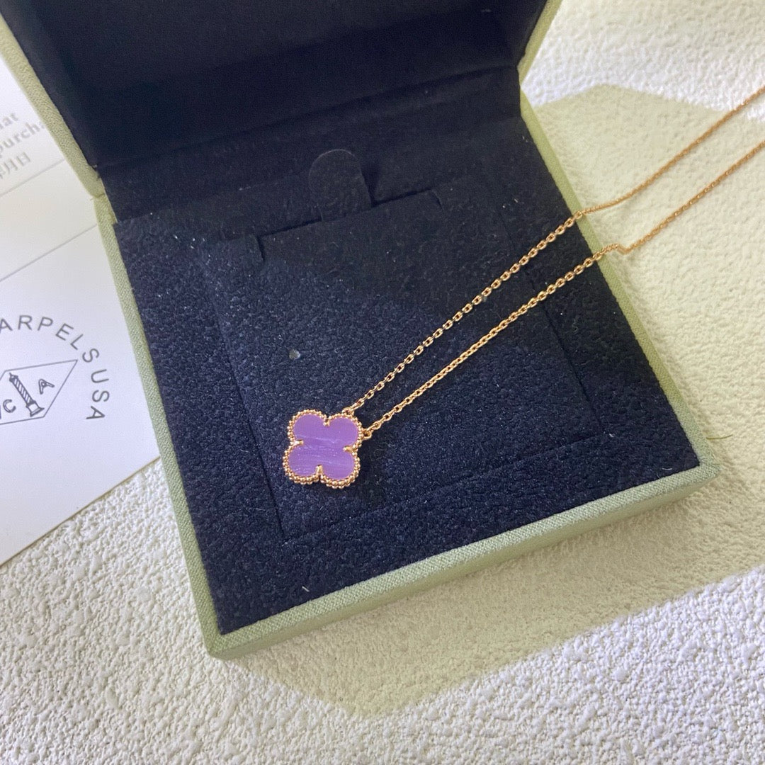 [Kincade Jewelrys]CLOVER 15MM  PURPLE VIOLET NECKLACE