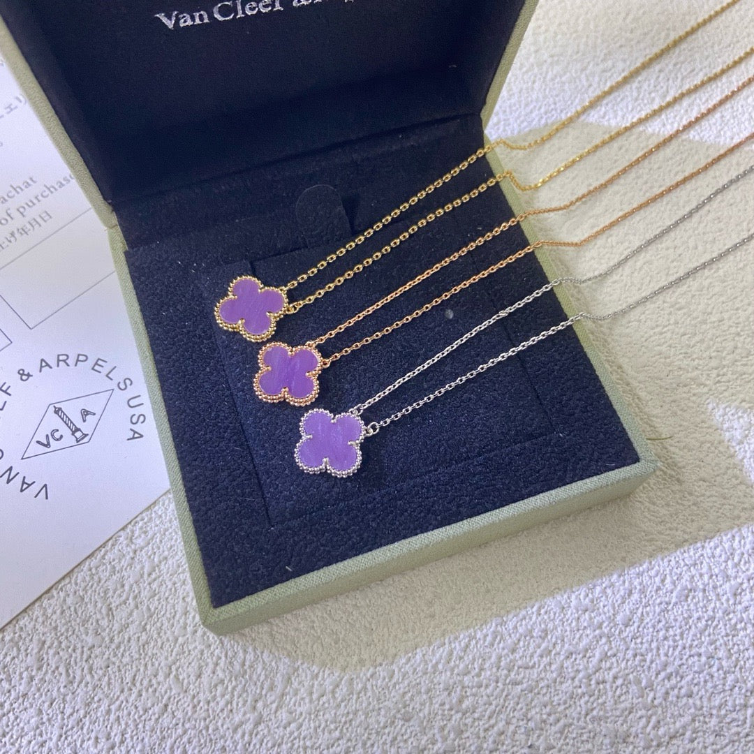 [Kincade Jewelrys]CLOVER 15MM  PURPLE VIOLET NECKLACE